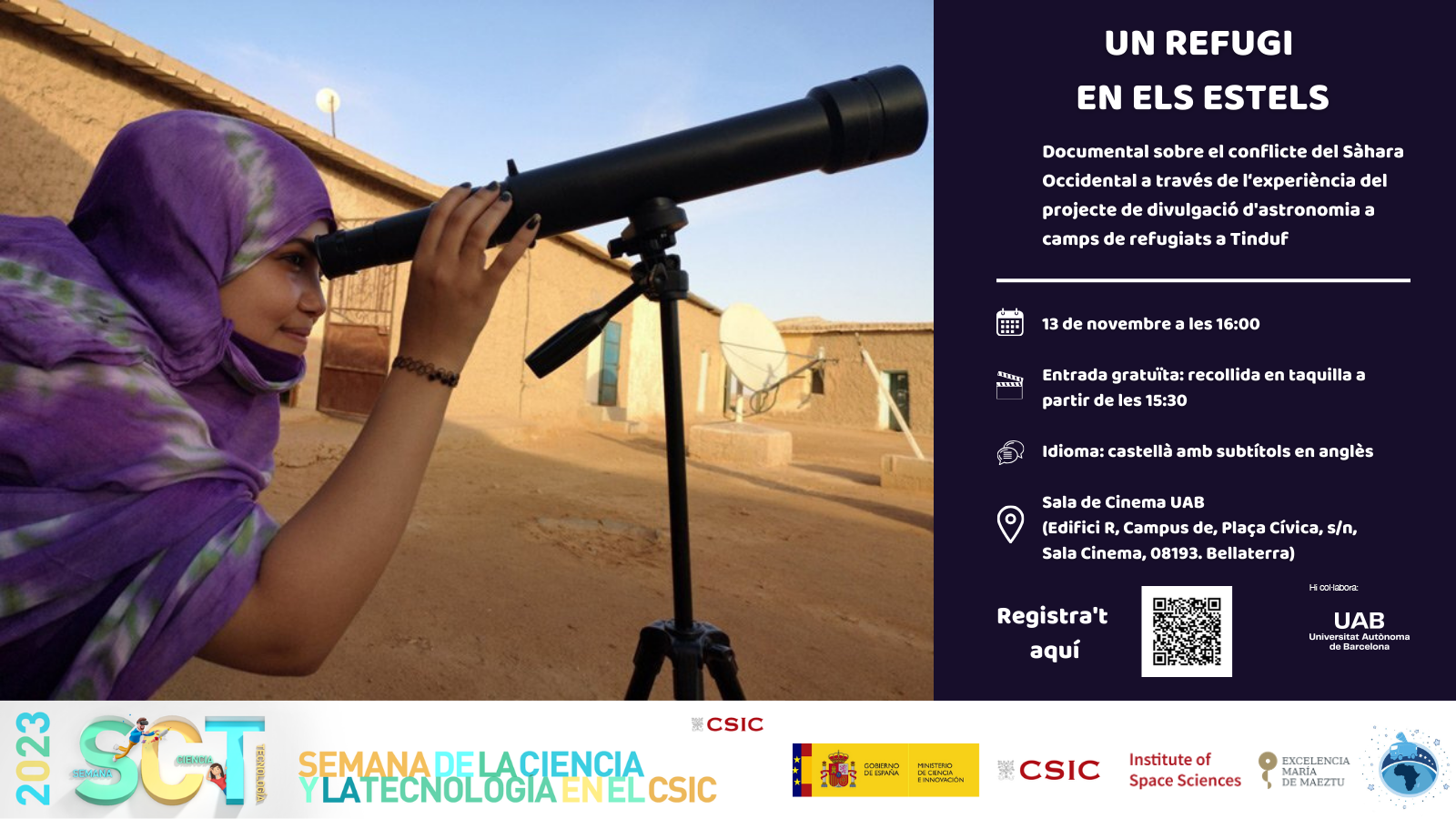 Cartell projecció "Un refugio en las estrellas"