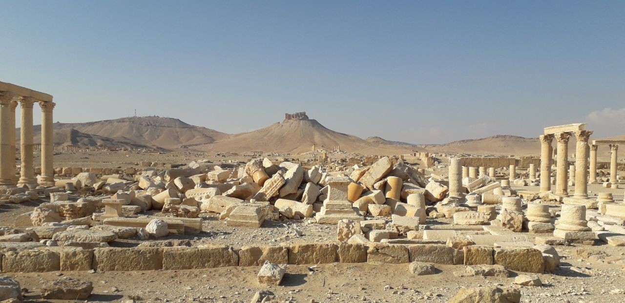 Imagen que muestra la destrucción del Templo de Nabu. / Créditos : Mohammed Fares